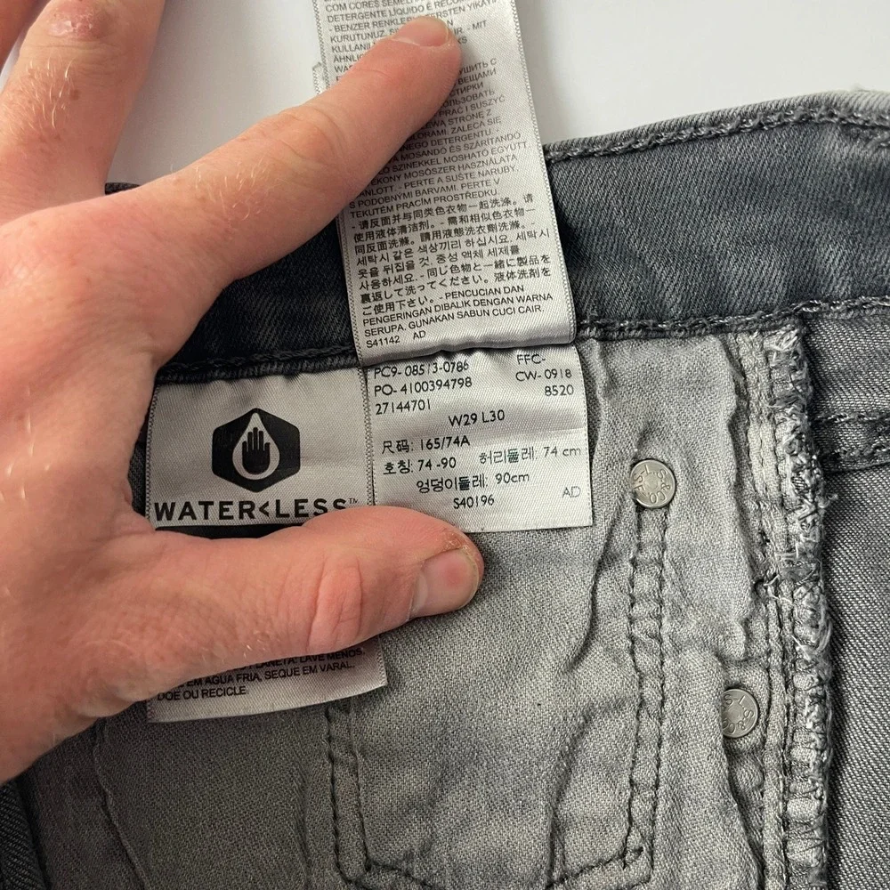 Levis 513 Jeans Mens 29x30 Gray Slim Straight Dark Wash Preppy Grunge Goth